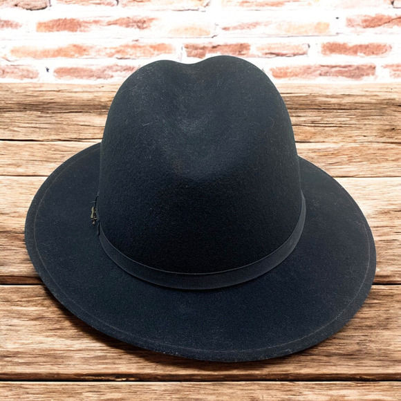 Vintage Country Gentleman Lite Felt 100% Wool Black Fedora Hat Sz M USA Gangster main image 4